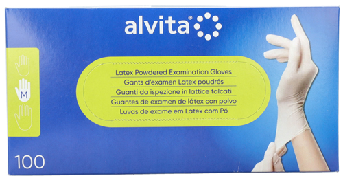GUANTI DA ISPEZIONE ALVITA IN LATTICE TALCATI M 100 PEZZI - famajoy.it