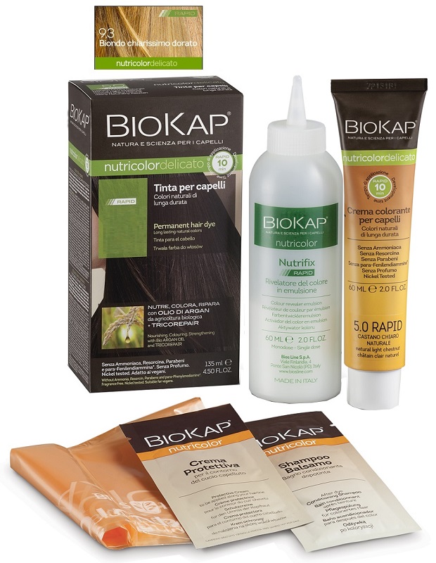 BIOS LINE  BIOKAP NUTRICOLOR DELICATO RAPID TINTA 9,3 BIONDO CHIARISSMO DORATO 135 ML - famajoy.it
