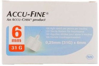 AGO PER PENNA DA INSULINA ACCU-FINE PEN NEEDLE ACCU-CHEK GAUGE 31 X 6MM 100 PEZZI - famajoy.it