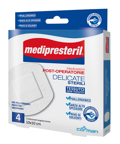 MEDICAZIONE POST OPERATORIA MEDIPRESTERIL DELICATA TNT 10X10CM 5 PEZZI - famajoy.it