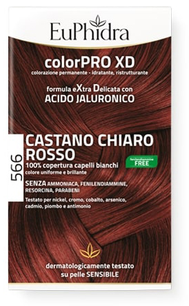 EUPHIDRA COLORPRO GEL COLORANTE CAPELLI XD 566 CASTANO CHIARO ROSSO 50 ML + ATTIVANTE + BALSAMO + GUANTI - famajoy.it