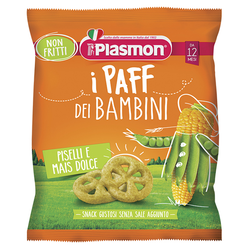 PLASMON DRY SNACK PAFF PISELLI-MAIS 15 G - famajoy.it