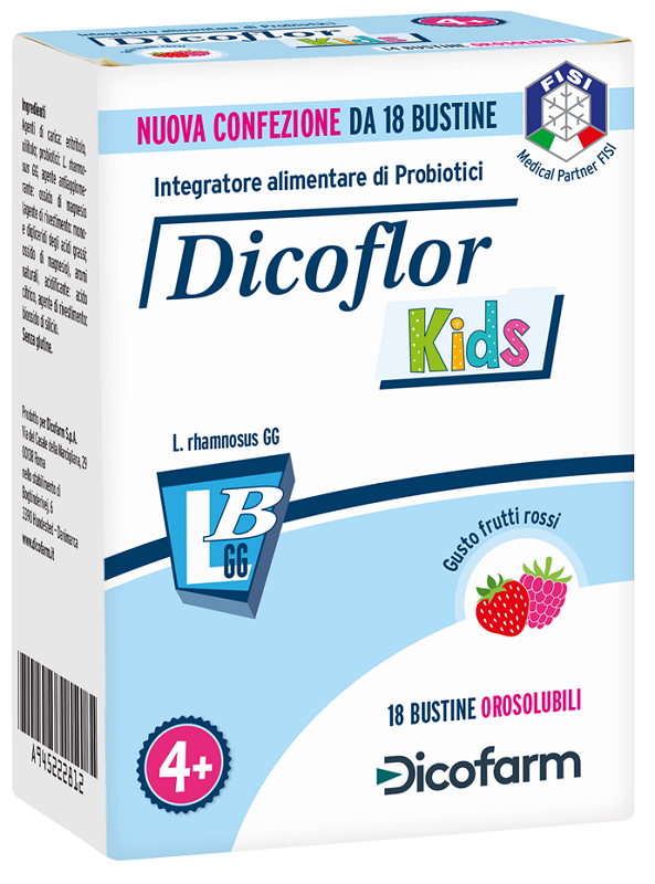 DICOFLOR KIDS 18 BUSTINE OROSOLUBILI GUSTO FRUTTI ROSSI - famajoy.it