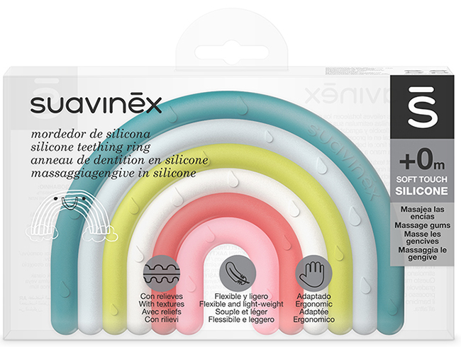 SUAVINEX MASSAGGIAGENGIVE IN SILICONE +0 MESI ARCOBALENO - famajoy.it