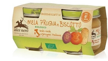 OMOGENEIZZATO MELA PRUGNA E BISCOTTO BABY FOOD BIO 2 X 80 G - famajoy.it