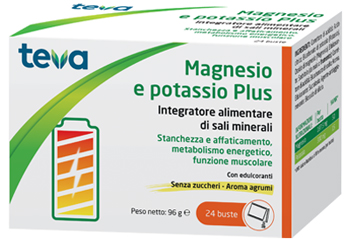 MAGNESIO POTASSIO PLUS TEVA 24 BUSTINE SENZA ZUCCHERI AROMA AGRUMI - famajoy.it