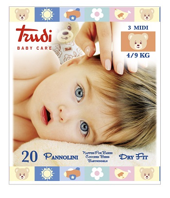 TRUDI BABY CARE PANNOLINI DRY FIT MIDI 4/9 KG 20 PEZZI - famajoy.it