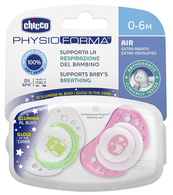 CHICCO SUCCHICCO AIR LUM SILICONE 0-6 MESI 2 PEZZI - famajoy.it