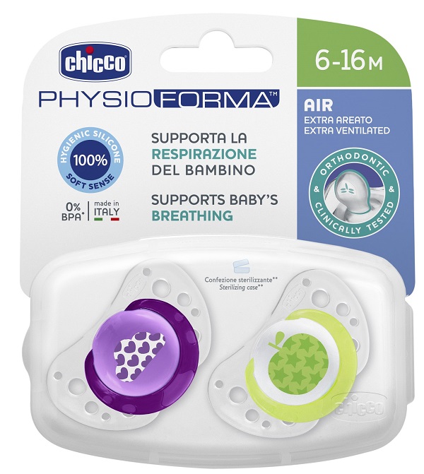 CHICCO SUCCHIETTO AIR GIRL IN SILICONE 6-16 MESI 2 PEZZI - famajoy.it