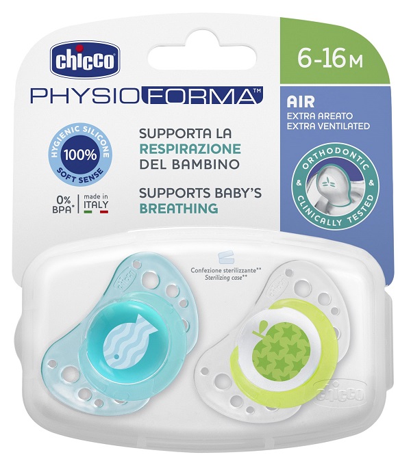 CHICCO SUCCHIETTO AIR BOY IN SILICONE 6-16 MESI 2 PEZZI - famajoy.it