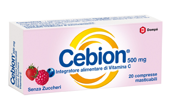 CEBION MASTICABILE SENZA ZUCCHERO VITAMINA C 500 MG 20 COMPRESSE - famajoy.it