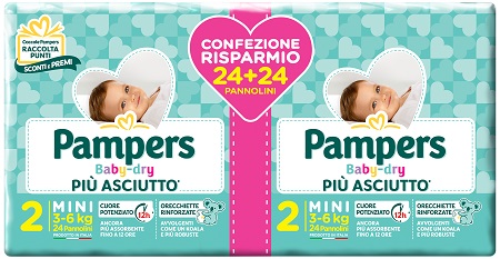 PAMPERS BABY DRY DUO DOWNCOUNT MINI 48 PEZZI - famajoy.it
