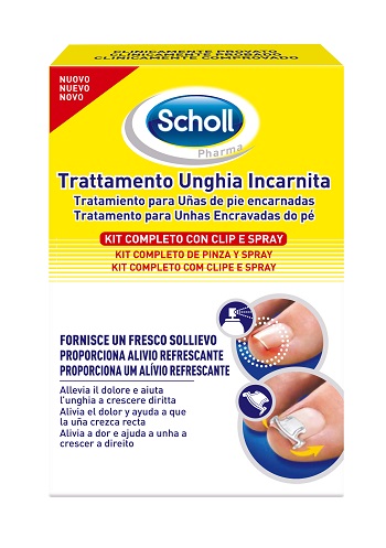 SCHOLL KIT TRATTAMENTO UNGHIA INCARNITA CONTENENTE SPRAY NEBULIZZATORE RINFRESCANTE 22 ML, COLLA PER UNGHIE 8 G, 10 CLIP RADDRIZZA UNGHIA - famajoy.it