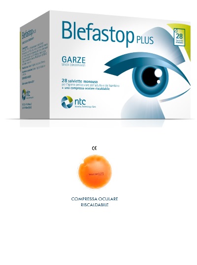 BLEFASTOP PLUS GARZA IN COTONE PIEGATA CON FILO DI BARIO 28 SALVIETTE MONOUSO + 1 COMPRESSA OCULARE RISCALDABILE - famajoy.it