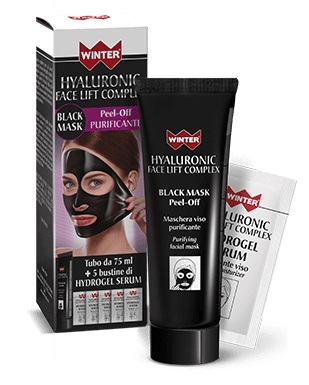 WINTER HYALURONIC FACE LIFT BLACK MASK 75 ML + 5 BUSTINE DA 3 ML - famajoy.it