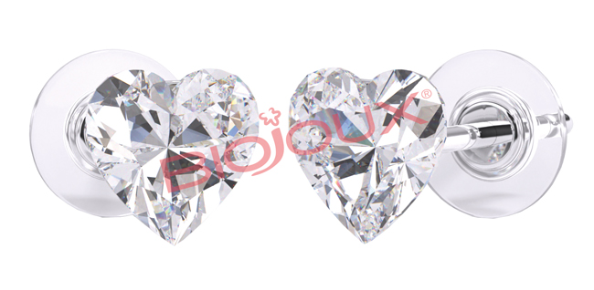 ORECCHINO POST FORATURA SWAROVSKI CRYSTAL HEART ARTICOLO BJT964 - famajoy.it