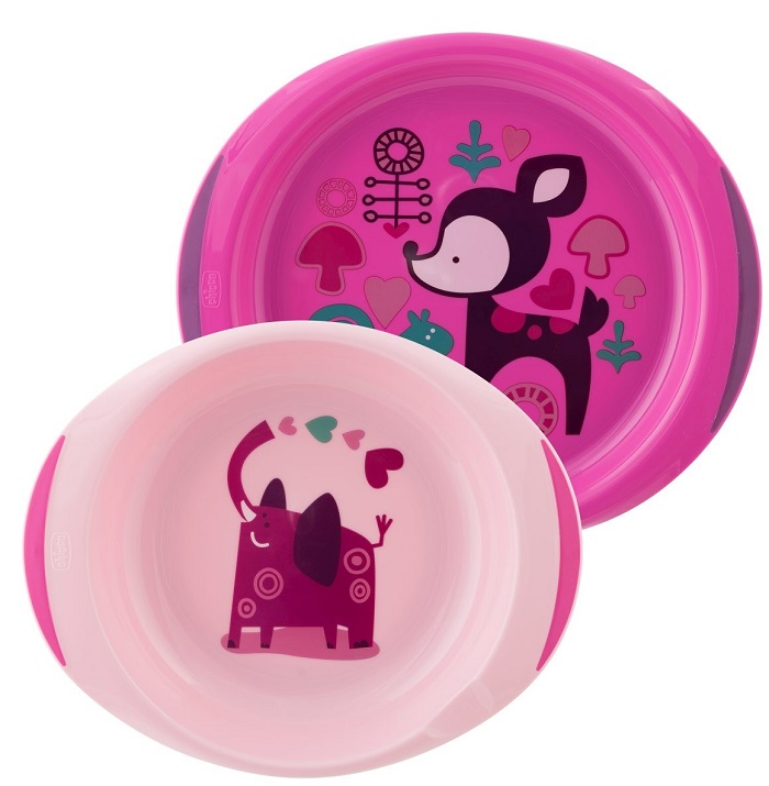 CHICCO PIATTO FONDO E PIANO 12 MESI+ ROSA/VERDE - famajoy.it