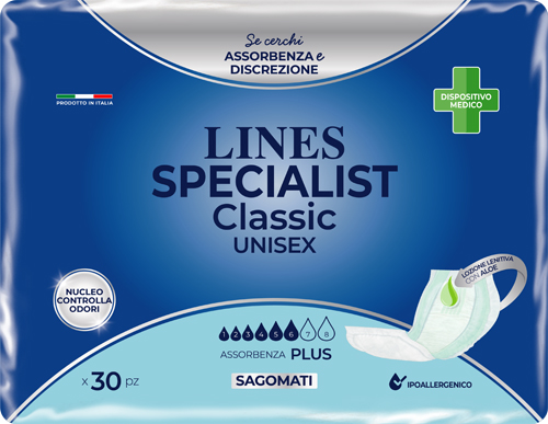 PANNOLONE SAGOMATO LINES SPECIALIST CLASSIC PLUS 30 PEZZI - famajoy.it