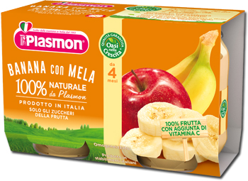 PLASMON OMOGENEIZZATO BANANA/MELA 2 X 104 G - famajoy.it