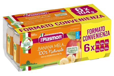 PLASMON OMOGENEIZZATO BANANA/MELA 6 X 104 G - famajoy.it