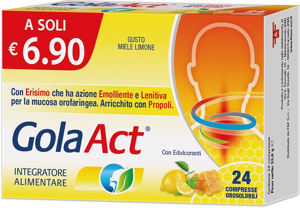 GOLA ACT MIELE LIMONE 24 COMPRESSE SOLUBILI 33,6 G - famajoy.it