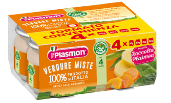 PLASMON OMOGENEIZZATO VERDURE MIX 4 X 80 G - famajoy.it