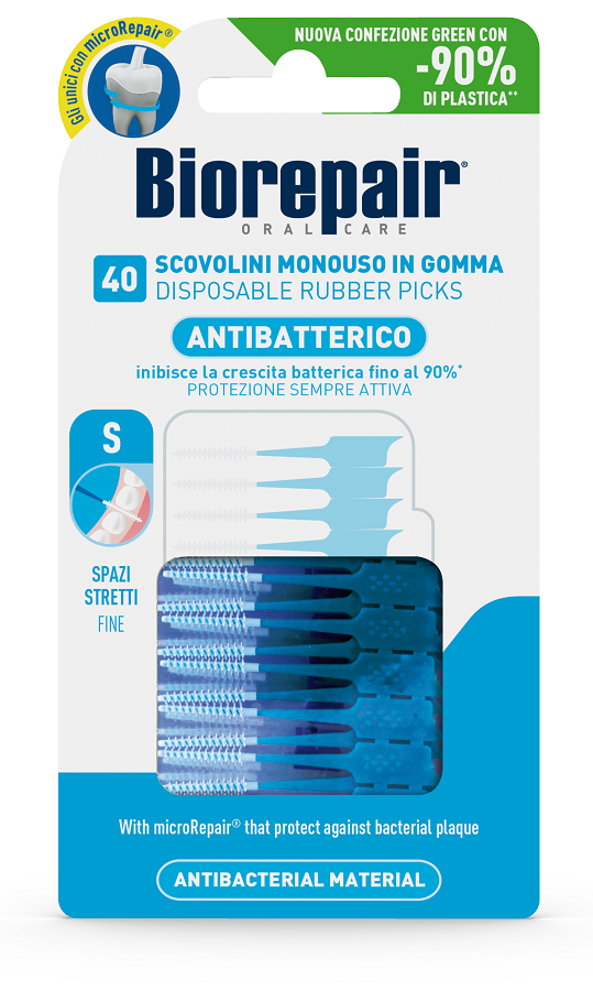 BIOREPAIR ORAL CARE ANTIBATTERICO SCOVOLINI MONOUSO IN GOMMA SPAZI STRETTI 40 PEZZI - famajoy.it
