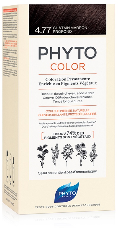 PHYTOCOLOR 4,77 CASTANO MARRONE INTENSO LATTE + CREMA + MASCHERA + 1 PAIO DI GUANTI - famajoy.it