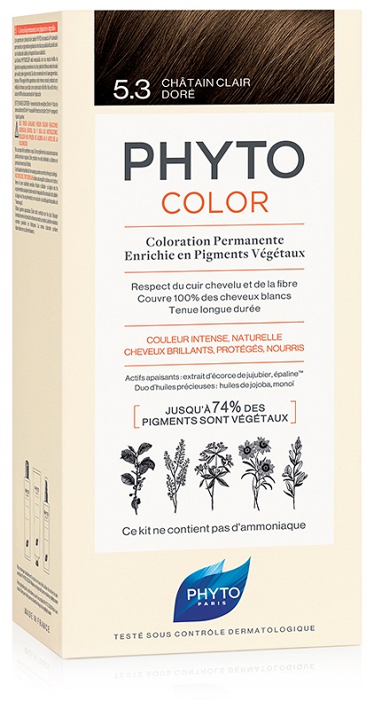 PHYTOCOLOR 5,3 CASTANO CHIARO DORATO LATTE + CREMA + MASCHERA + PAIO DI GUANTI - famajoy.it