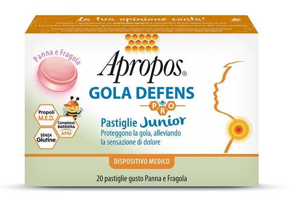 APROPOS GOLA DEFENS PRO 20 PASTIGLIE JUNIOR PANNA FRAGOLA - famajoy.it