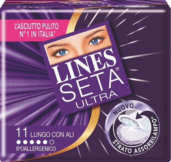 ASSORBENTE LINES SETA ULTRA LUNGO CON ALI 11 PEZZI - famajoy.it