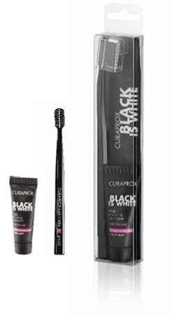CURAPROX BLACK IS WHITE DENTIFRICI SBIANCANTI 1 DENTIFRICIO DA 10ML + 1 SPAZZOLINO - famajoy.it