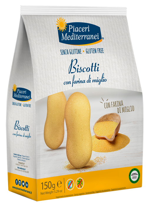 PIACERI MEDITERRANEI BISCOTTI FARINA DI MIGLIO 150 G - famajoy.it