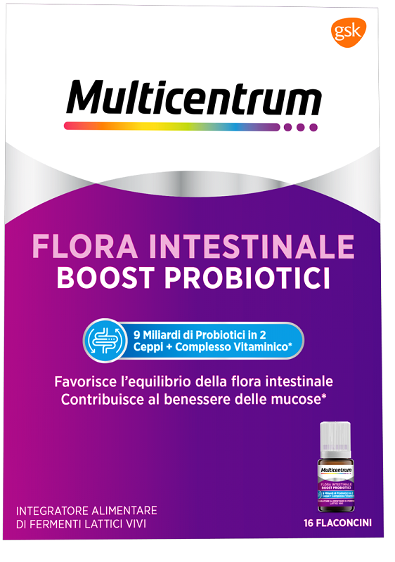 MULTICENTRUM FLORA INTESTINALE BOOST PROBIOTICI 16 FLACONCINI - famajoy.it