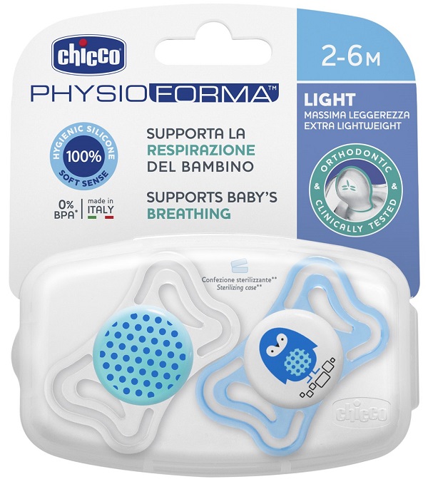 CHICCO SUCCHIETTO LIGHT BOY SILICONE 2-6 MESI 2 PEZZI - famajoy.it