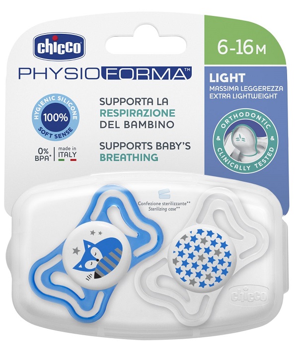 CHICCO SUCCHIETTO LIGHT BOY SILICONE 6-16 MESI 2 PEZZI - famajoy.it