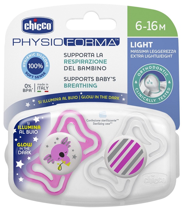 CHICCO SUCCHIETTO LIGHT LUMINOSO SILICONE 6-16 MESI 2 PEZZI - famajoy.it