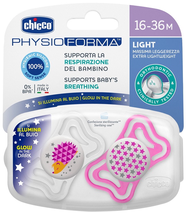 CHICCO SUCCHIETTO LIGHT LUM SILICONE 16-36 MESI 2 PEZZI - famajoy.it