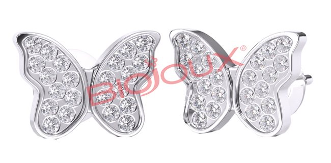 BJT979 ORECCHINI POST-FORATURA BUTTERFLY CRYSTALS 10MM - famajoy.it