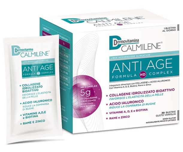 DERMOVITAMINA CALMILENE ANTIAGE IA A BASE DI COLLAGENE E ACIDO IALURONICO POLVERE 30 BUSTINE GUSTO VANIGLIA - famajoy.it