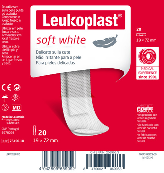 LEUKOPLAST SOFT WHITE 72 X 19 CM 20 PEZZI - famajoy.it
