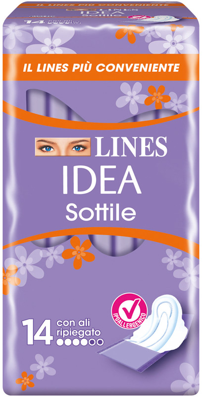 LINES IDEA ASSORBENTE SOTTILE RIPIEGATO CON ALI 14 PEZZI - famajoy.it