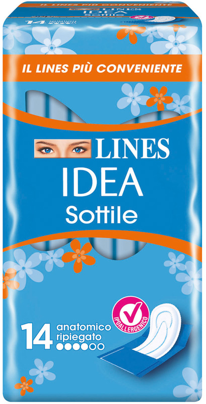 LINES IDEA ASSORBENTE SOTTILE RIPIEGATO ANATOMICO 14 PEZZI - famajoy.it