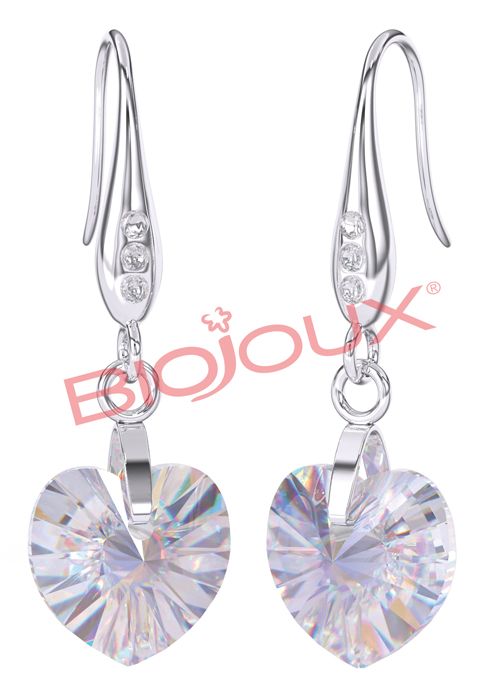 ORECCHINI POST FORATURA CRYSTAL HEART DANGLE BJT989 - famajoy.it