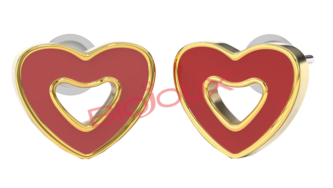 ORECCHINO STERILE BJT715 GP RED HEART - famajoy.it