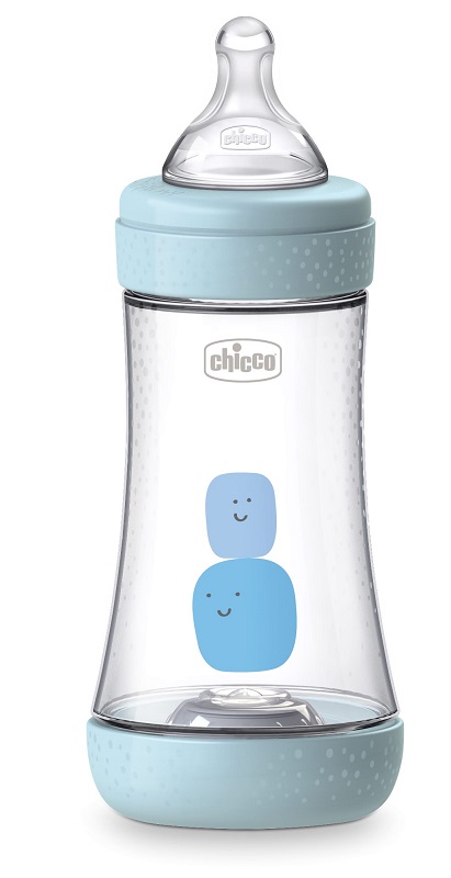 CHICCO BIBERON PERFECT 5 BOY 240 ML IN SILICONE 2 FORI - famajoy.it