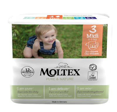 PANNOLINI MOLTEX PURE & NATURE MIDI 4-9 KG TAGLIA 3 33 PEZZI - famajoy.it