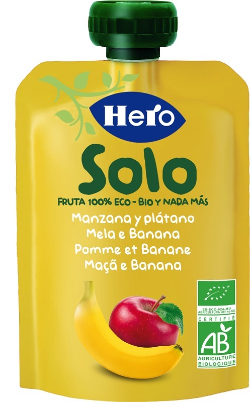 HERO SOLO FRUTTA FRULLATA 100% BIO MELA/BANANA 100 G - famajoy.it