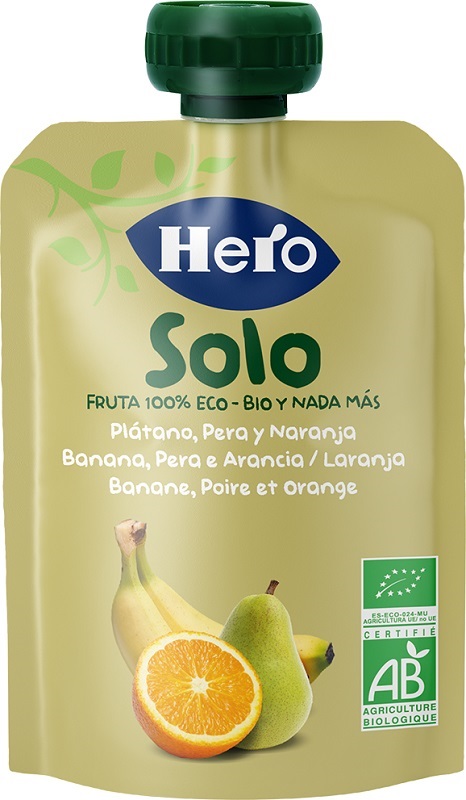HERO SOLO FRUTTA FRULLATA 100% BIO BANANA PERA ARANCIA 100 G - famajoy.it