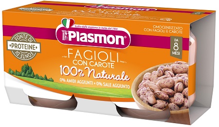 PLASMON OMOGENEIZZATO FAGIOLI BORLOTTI E CAROTE 2X80 G - famajoy.it